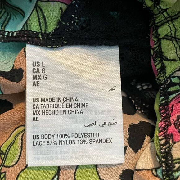 INC International Concepts Lace Chiffon Floral Lingerie Bodysuit Jungle Leopard - Picture 7 of 8